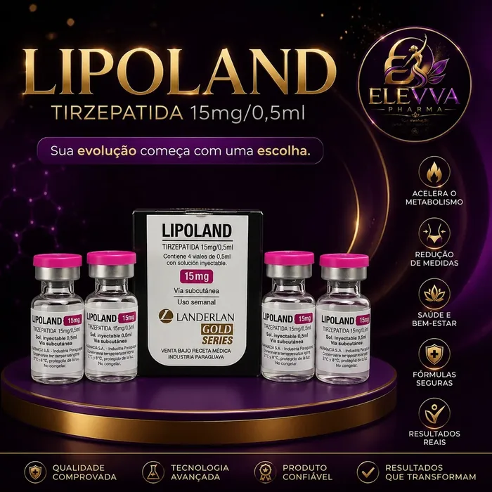 Apresentação do produto Lipoland 15 com quatro frascos