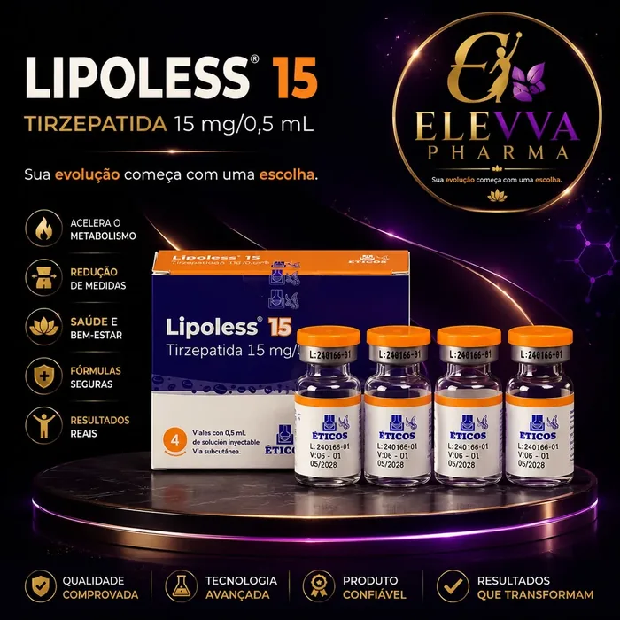 Apresentação do produto Lipoless 15 com quatro frascos